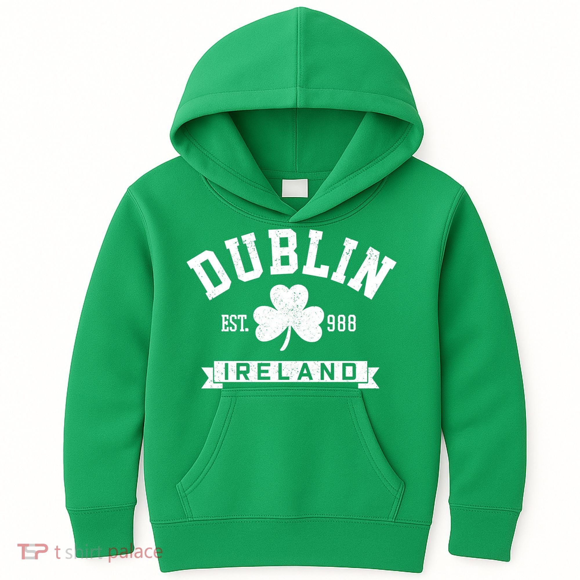 Dublin Ireland Est 988 Clover Leaf Shamrock St Patricks Day Gift Kids Hoodie