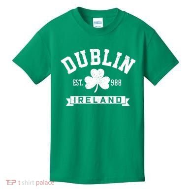 Dublin Ireland Est 988 Clover Leaf Shamrock St Patricks Day Gift Kids T-Shirt