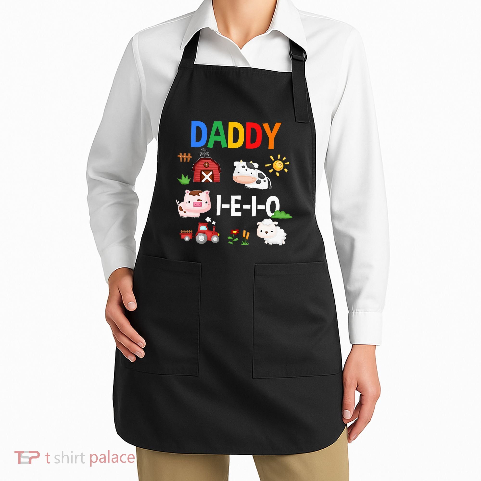 Daddy I E I O Farm Party 3rd Birthday Apron