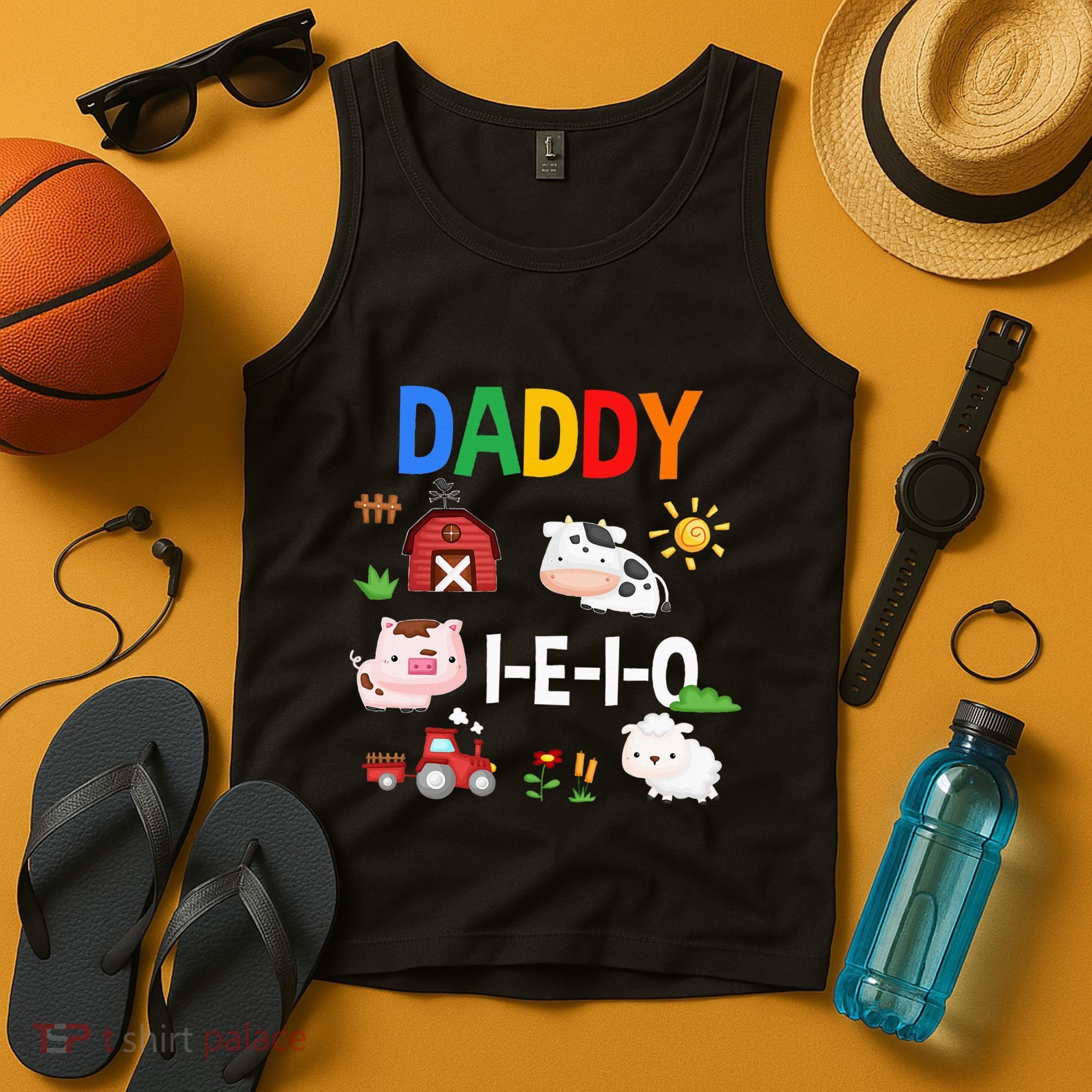 Daddy I E I O Farm Party 3rd Birthday Tank Top