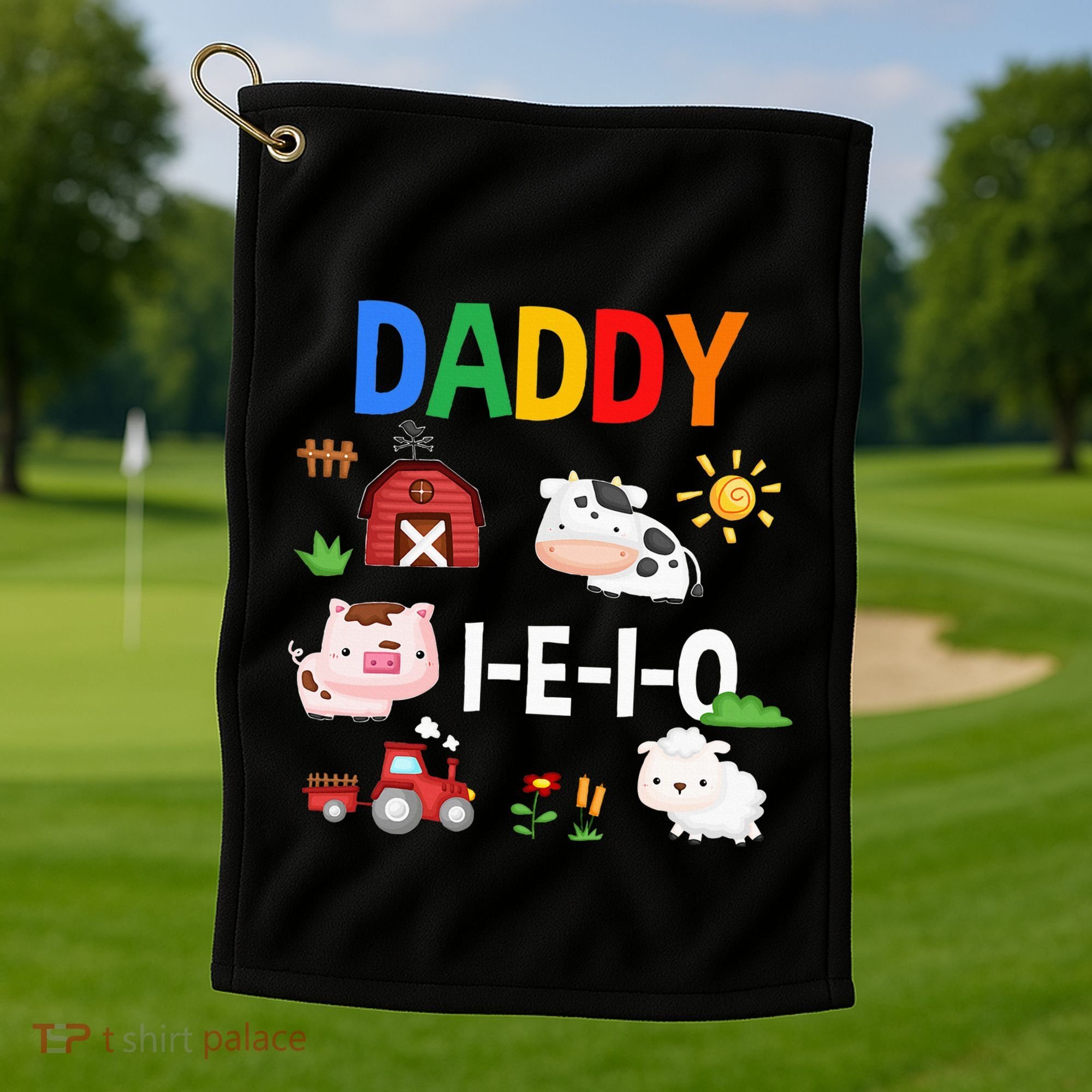 Daddy I E I O Farm Party 3rd Birthday Golf Towel
