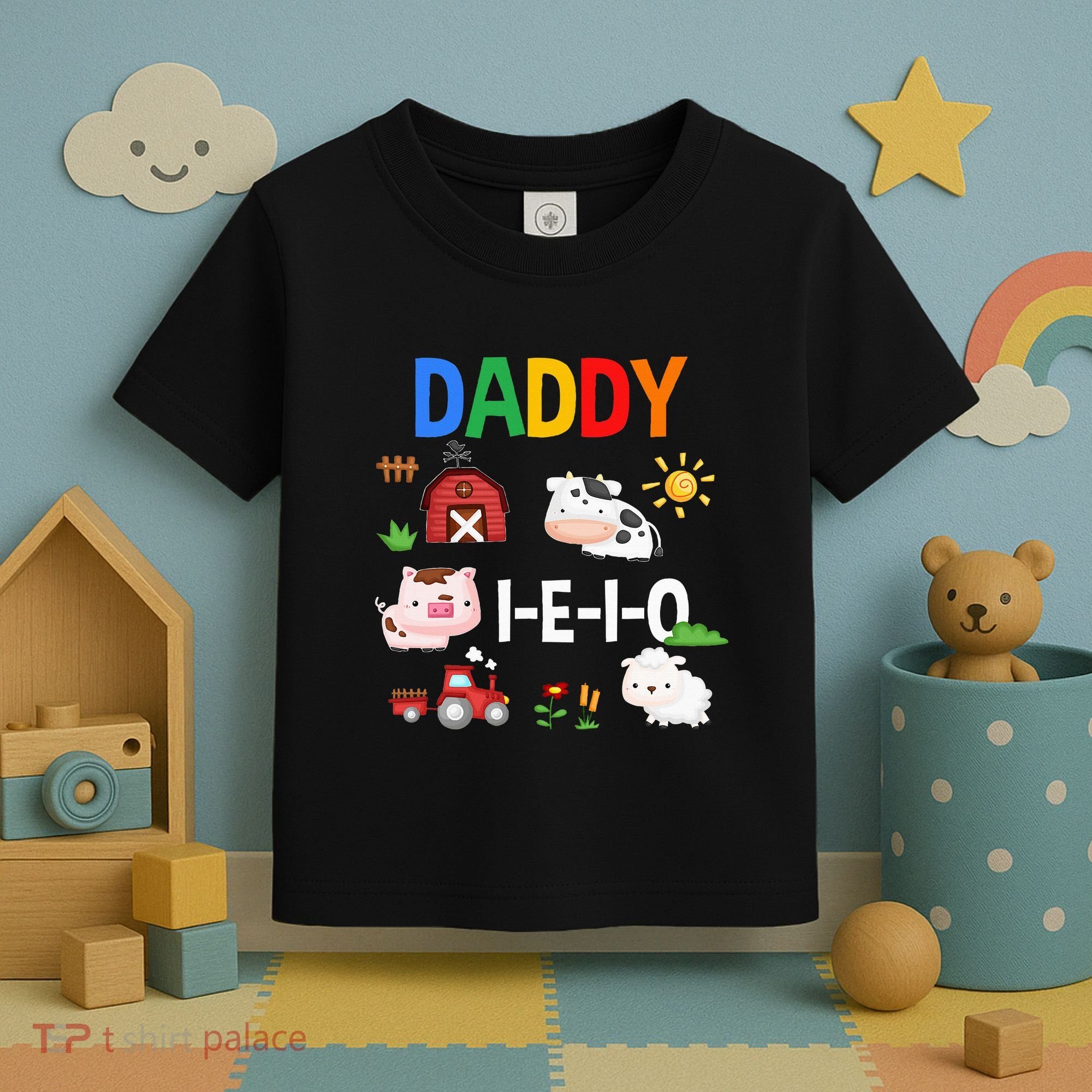 Daddy I E I O Farm Party 3rd Birthday Toddler T-Shirt
