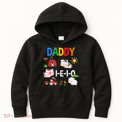 Daddy I E I O Farm Party 3rd Birthday Kids Hoodie