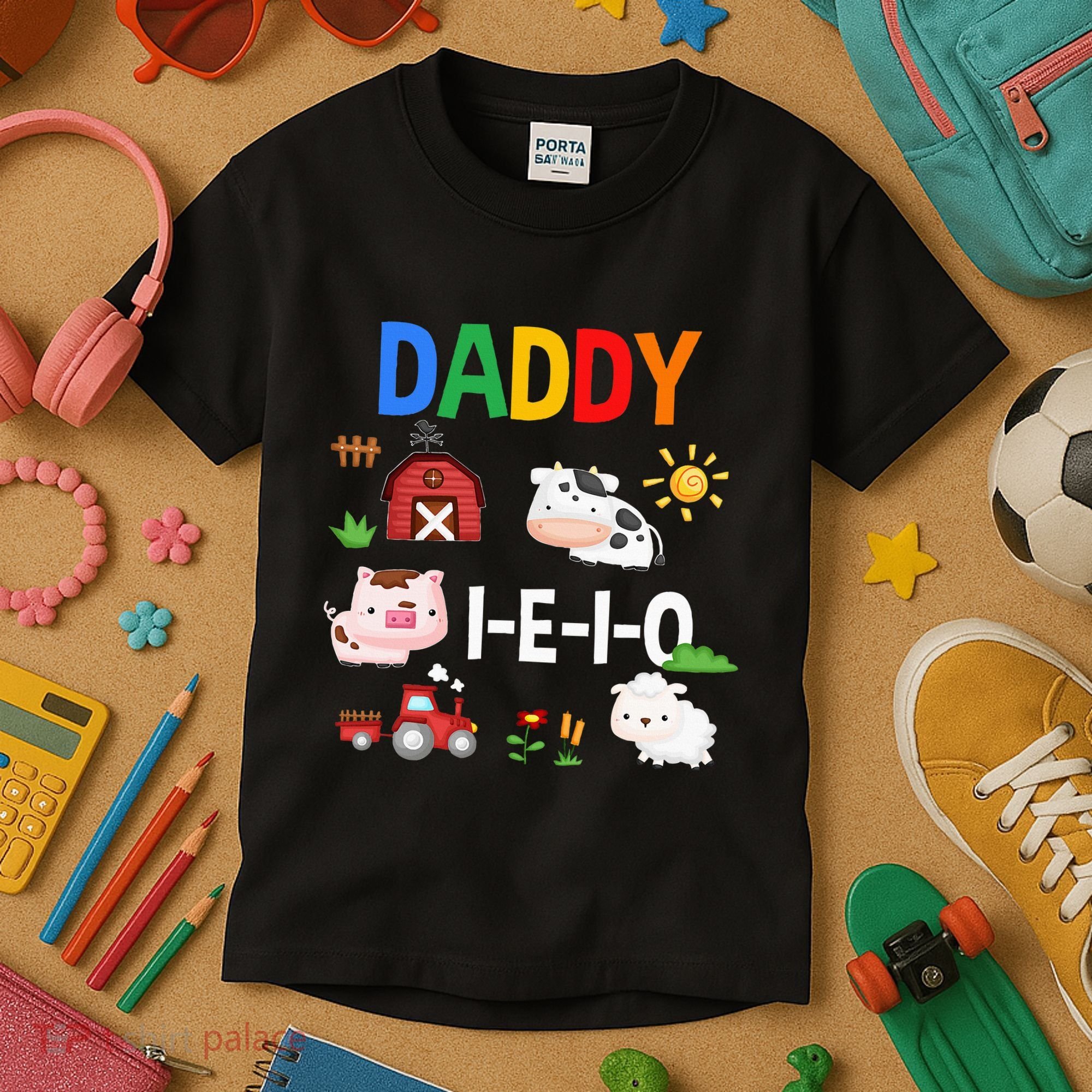 Daddy I E I O Farm Party 3rd Birthday Kids T-Shirt