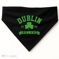 Dublin Ireland Est 988 Clover Leaf Shamrock St. Patricks Day USA-Made Doggie Bandana thumb 0