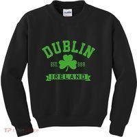 Dublin Ireland Est 988 Clover Leaf Shamrock St. Patricks Day Kids Sweatshirt thumb 0