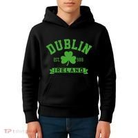 Dublin Ireland Est 988 Clover Leaf Shamrock St. Patricks Day Kids Hoodie thumb 4