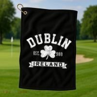 Dublin Ireland Est 988 Shamrock St. Patricks Day Golf Towel thumb 1