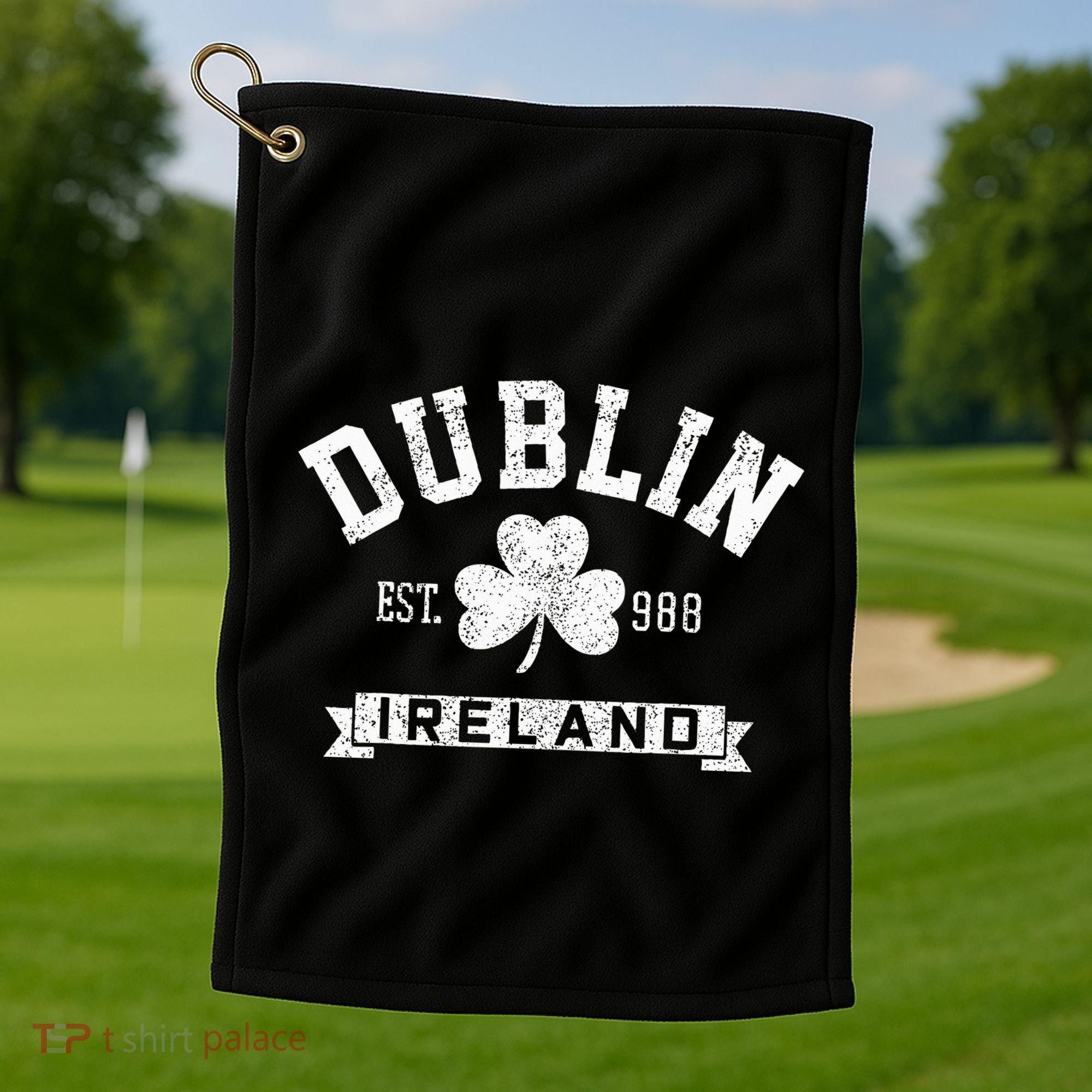 Dublin Ireland Est 988 Shamrock St. Patricks Day Golf Towel