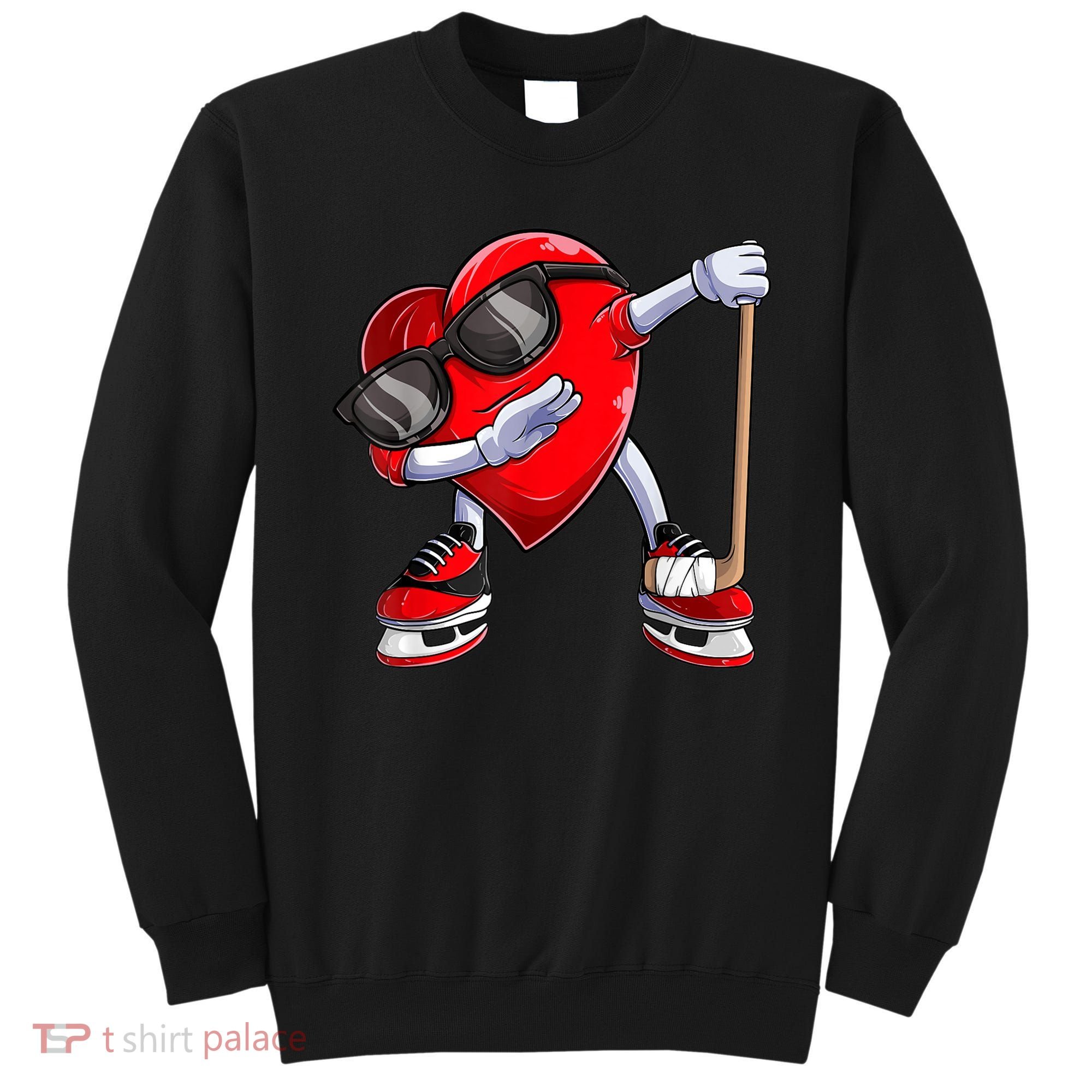 Dabbing Ice Hockey Heart Gift For Valentine's Day Men Boys Kids Gift Sweatshirt