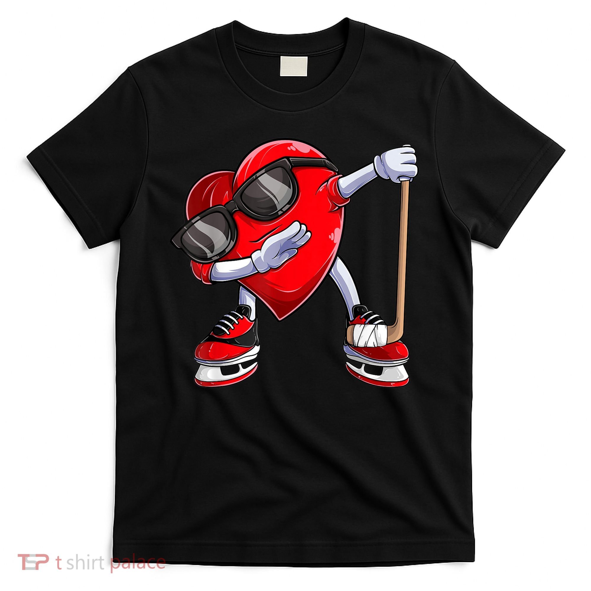 Dabbing Ice Hockey Heart Gift For Valentine's Day Men Boys Kids Gift T-Shirt