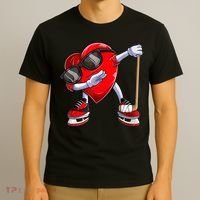 Dabbing Ice Hockey Heart Gift For Valentine's Day Men Boys Kids Gift T-Shirt thumb 3