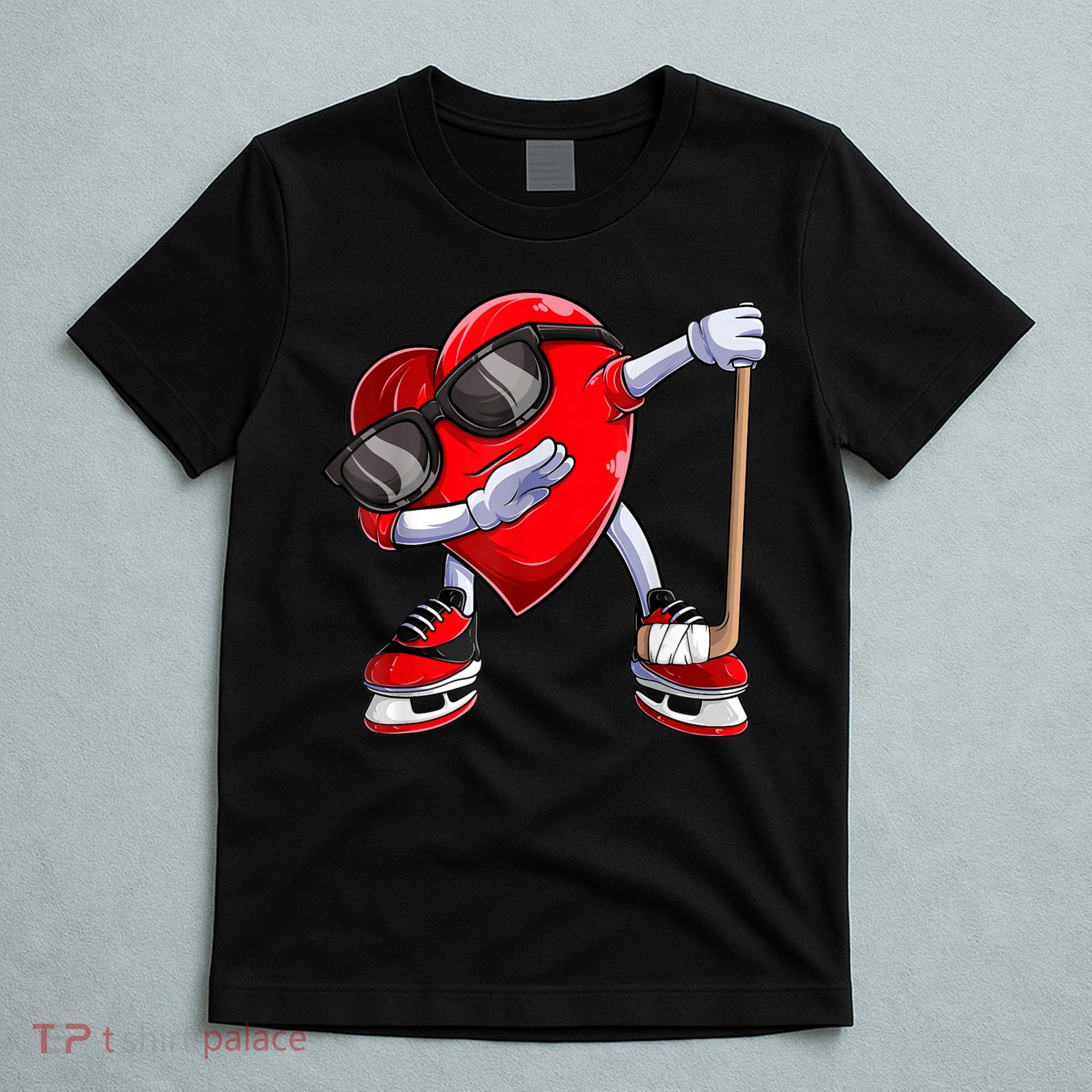 Dabbing Ice Hockey Heart Gift For Valentine's Day Men Boys Kids Gift T-Shirt