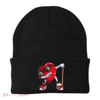 Dabbing Ice Hockey Heart Gift For Valentine's Day Men Boys Kids Gift Beanie thumb 0