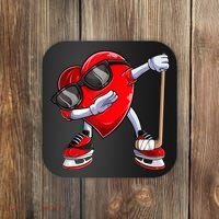 Dabbing Ice Hockey Heart Gift For Valentine's Day Men Boys Kids Gift Coaster thumb 0