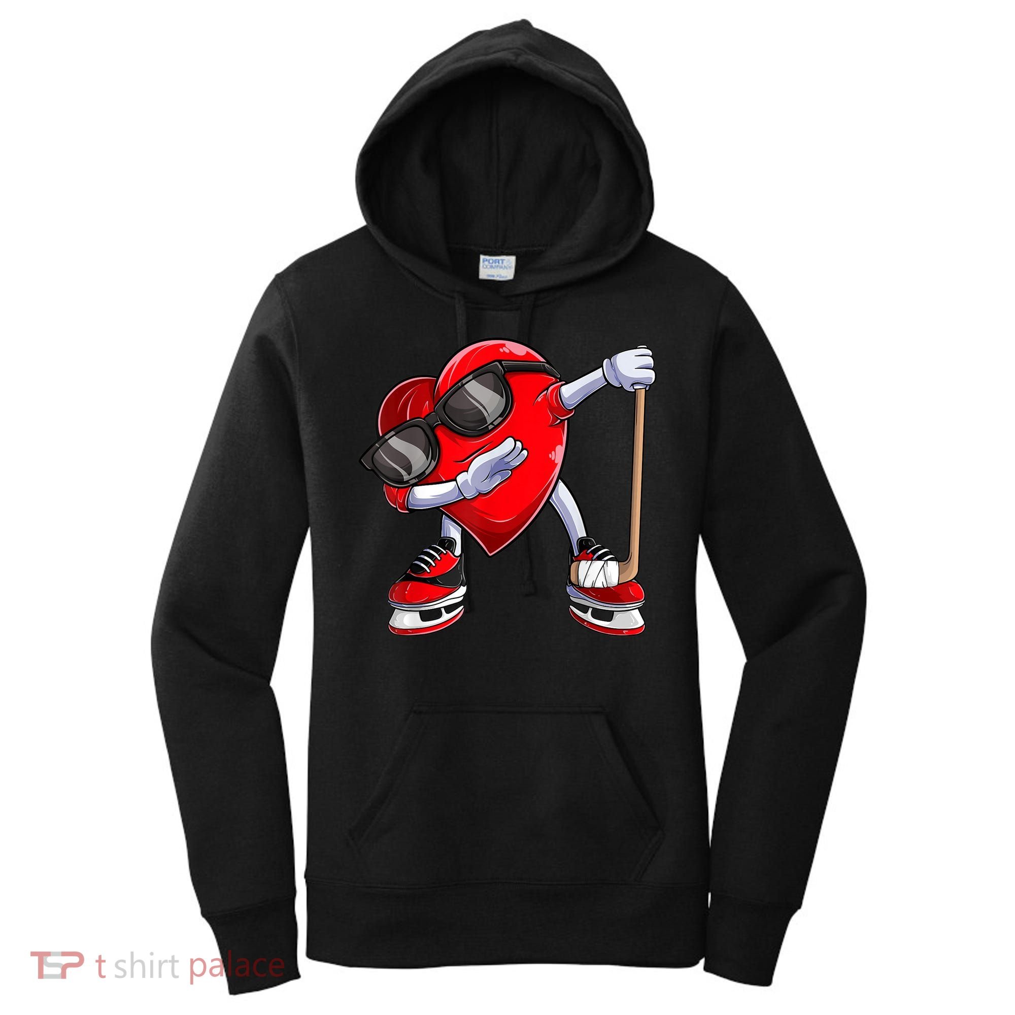 Dabbing Ice Hockey Heart Gift For Valentine's Day Men Boys Kids Gift Women's Hoodie
