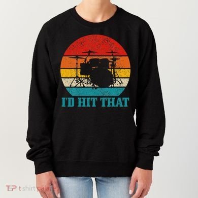 Drummer ID Hit That Funny Gift Drum Set Drumming Vintage Women's Sweatshirt