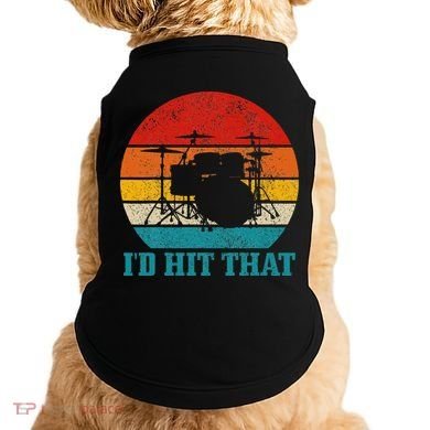 Drummer ID Hit That Funny Gift Drum Set Drumming Vintage Doggie Tank