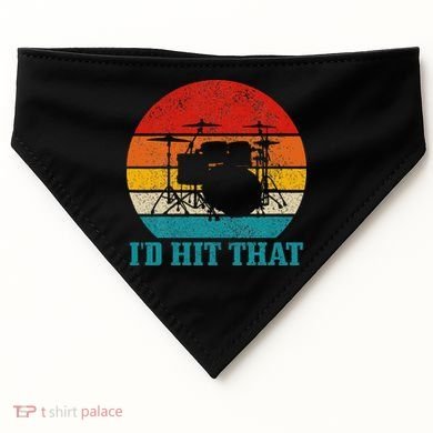 Drummer ID Hit That Funny Gift Drum Set Drumming Vintage USA-Made Doggie Bandana