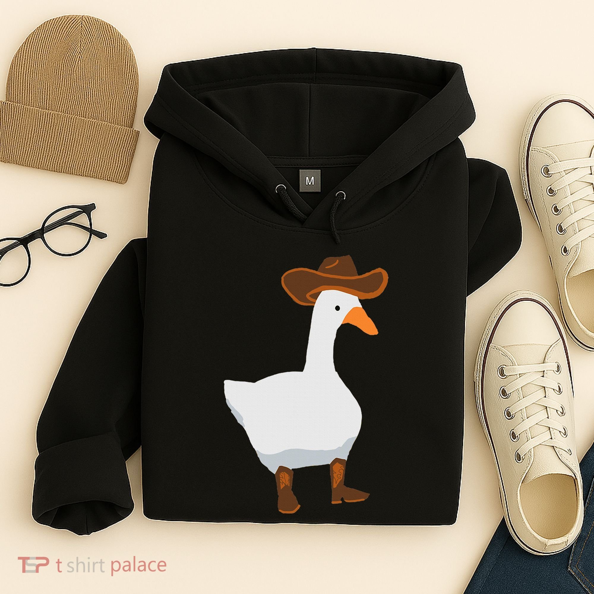 Duck In His Cowboy Hat Goose In Boots Hoodie