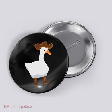 Duck In His Cowboy Hat Goose In Boots Button