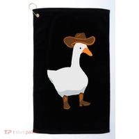 Duck In His Cowboy Hat Goose In Boots Golf Towel thumb 0
