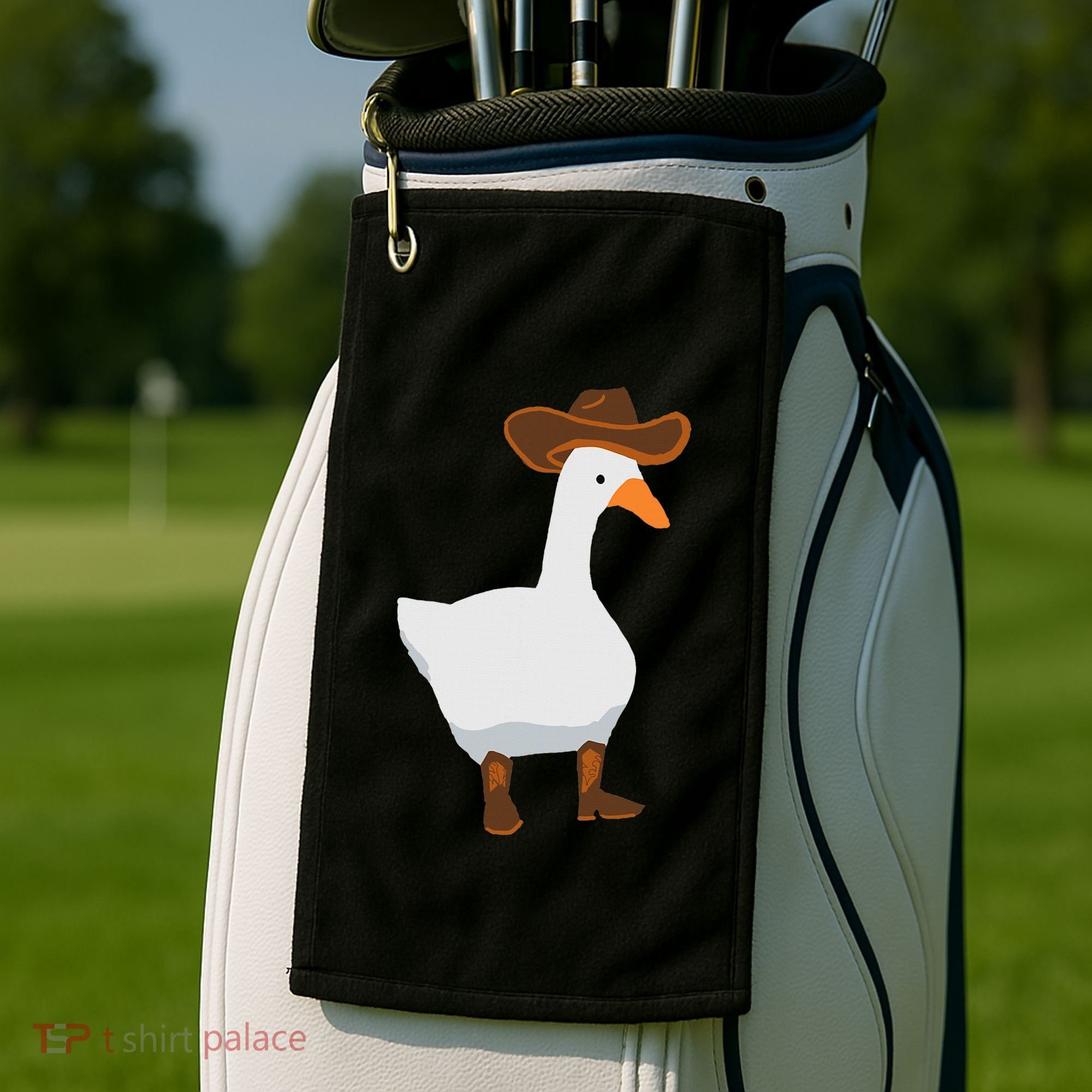 Duck In His Cowboy Hat Goose In Boots Golf Towel