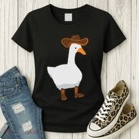 Duck In His Cowboy Hat Goose In Boots Women's T-Shirt thumb 3
