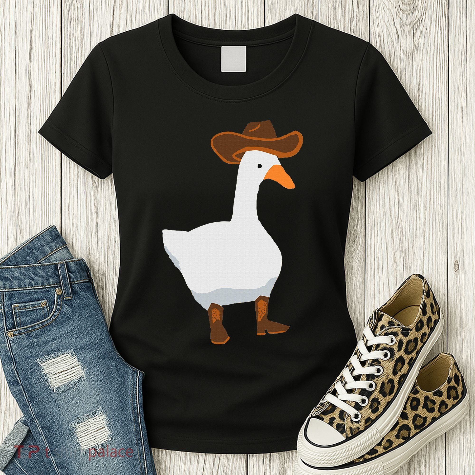 Duck In His Cowboy Hat Goose In Boots Women's T-Shirt