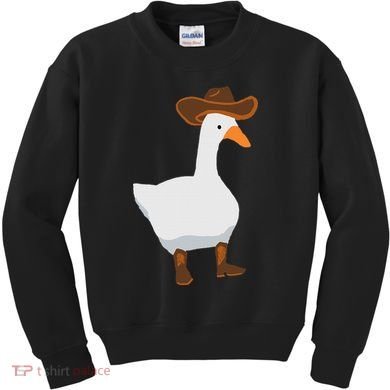 Duck In His Cowboy Hat Goose In Boots Kids Sweatshirt
