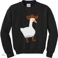 Duck In His Cowboy Hat Goose In Boots Kids Sweatshirt thumb 0