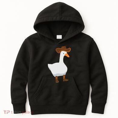 Duck In His Cowboy Hat Goose In Boots Kids Hoodie