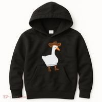 Duck In His Cowboy Hat Goose In Boots Kids Hoodie thumb 0