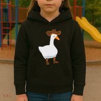 Duck In His Cowboy Hat Goose In Boots Kids Hoodie thumb 3
