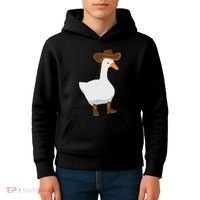 Duck In His Cowboy Hat Goose In Boots Kids Hoodie thumb 4