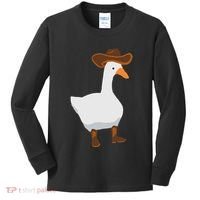 Duck In His Cowboy Hat Goose In Boots Kids Long Sleeve Shirt thumb 0