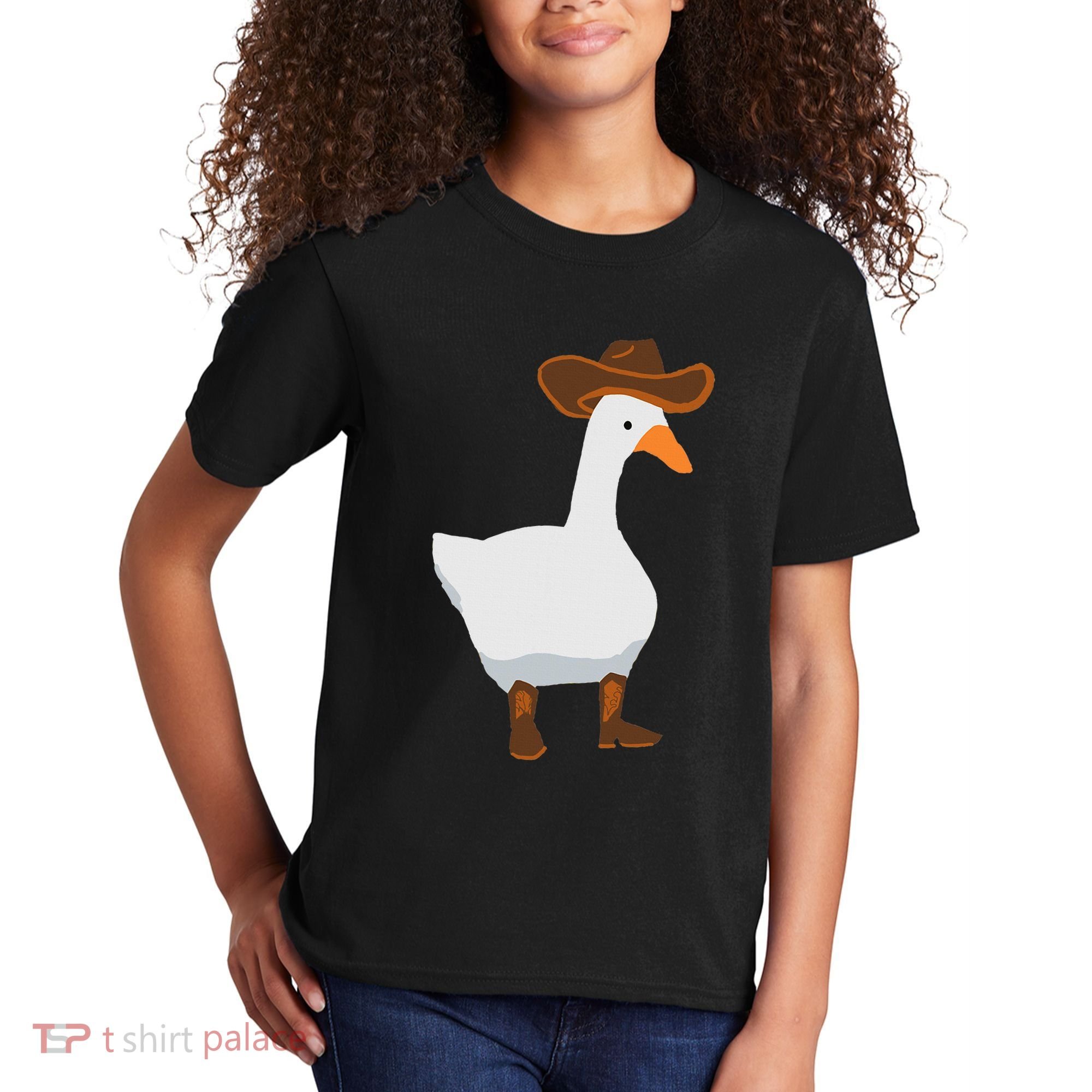 Duck In His Cowboy Hat Goose In Boots Kids T-Shirt