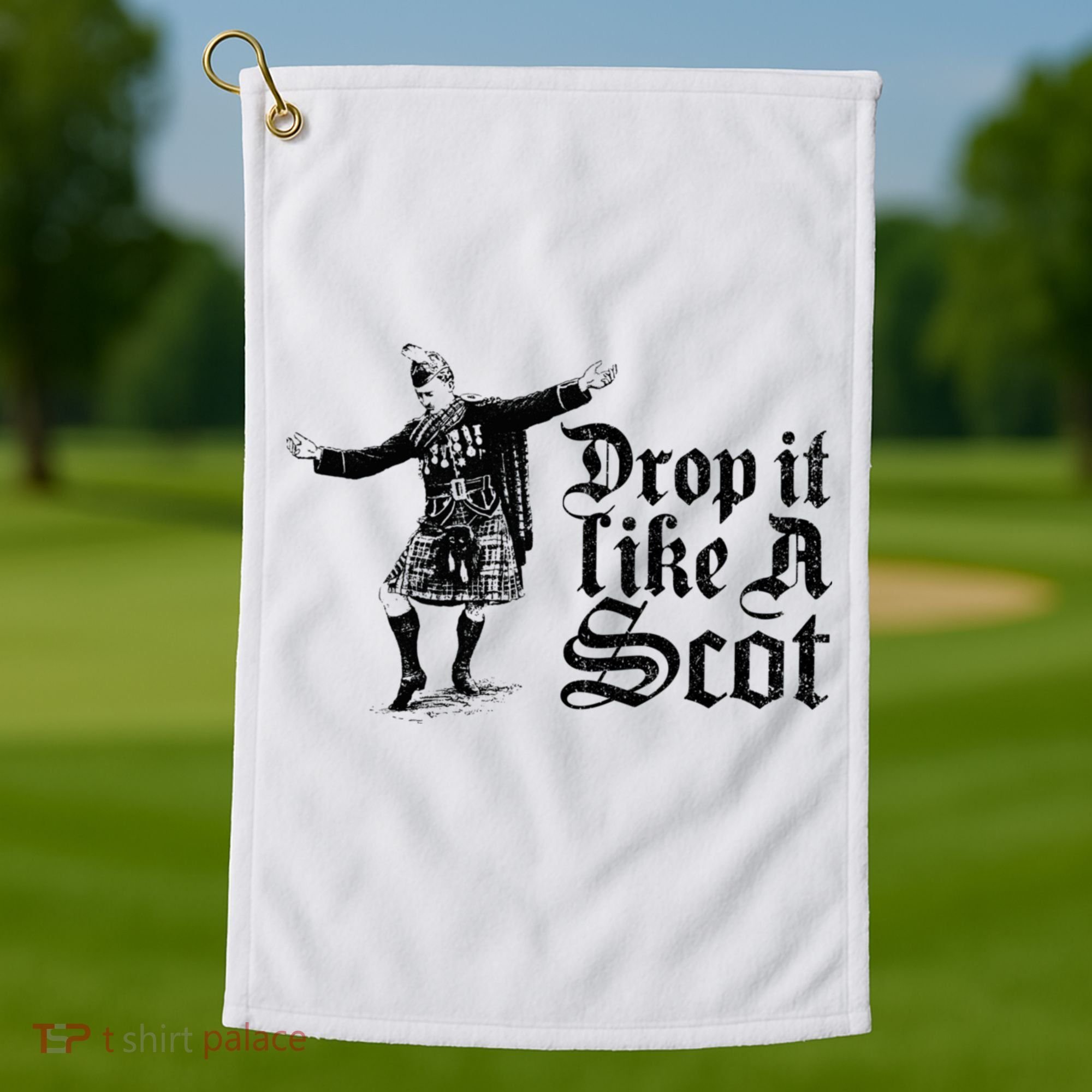 Drop It Like A Scot Funny Scottish Dance Funny Meme Golf Towel