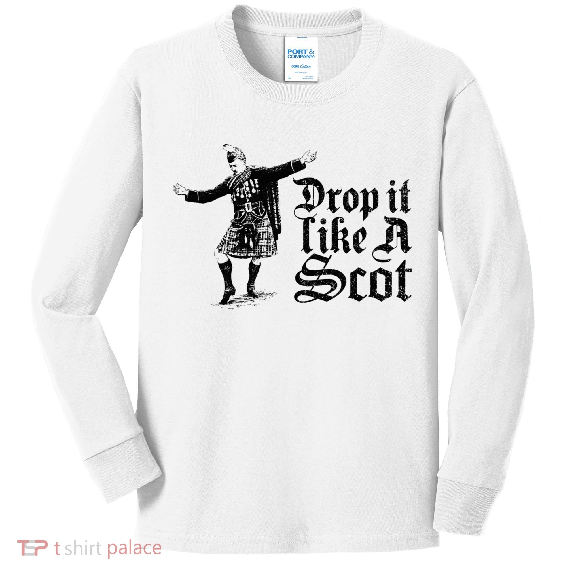 Drop It Like A Scot Funny Scottish Dance Funny Meme Kids Long Sleeve Shirt