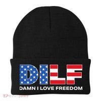 Damn I Love Freedom Dilf Funny Patriotic Dad Father's Day Beanie thumb 0