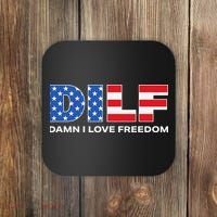 Damn I Love Freedom Dilf Funny Patriotic Dad Father's Day Coaster thumb 0