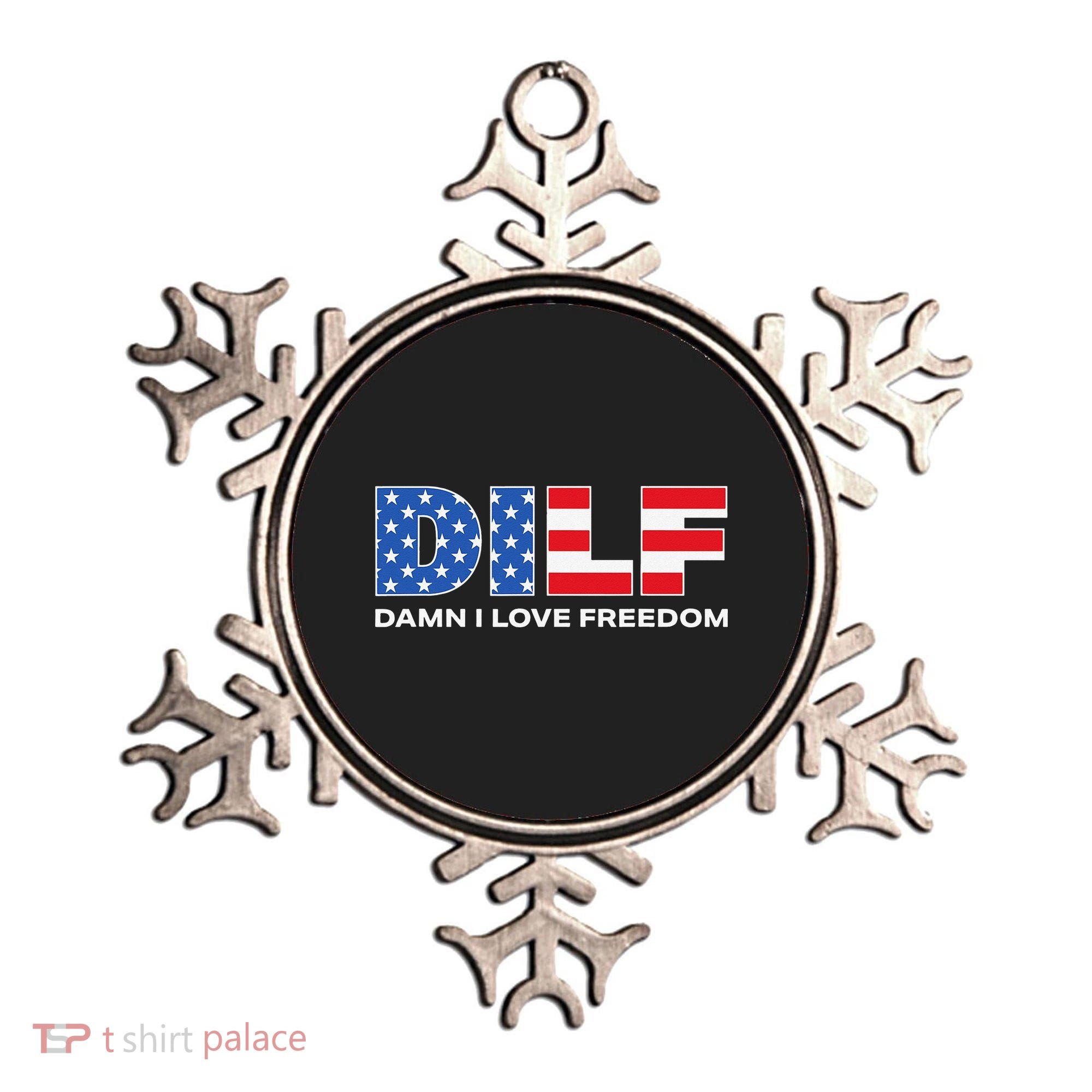 Damn I Love Freedom Dilf Funny Patriotic Dad Father's Day Ornament