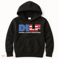 Damn I Love Freedom Dilf Funny Patriotic Dad Father's Day Kids Hoodie thumb 0