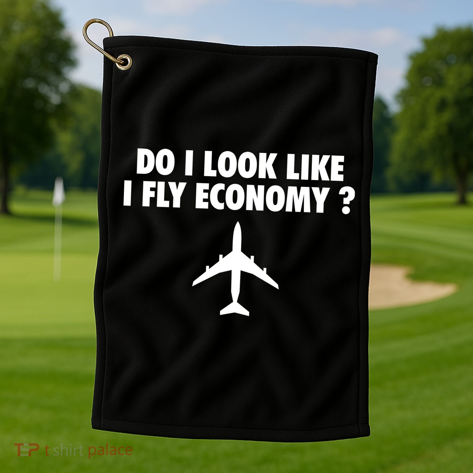 Do I Look Like I Fly Economy Funny First Class Traveling Golf Towel
