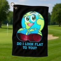 Do I Look Flat To You Funny Anti Flat Earth Golf Towel thumb 1