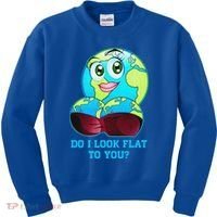 Do I Look Flat To You Funny Anti Flat Earth Kids Sweatshirt thumb 0