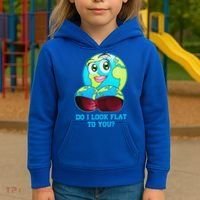 Do I Look Flat To You Funny Anti Flat Earth Kids Hoodie thumb 3