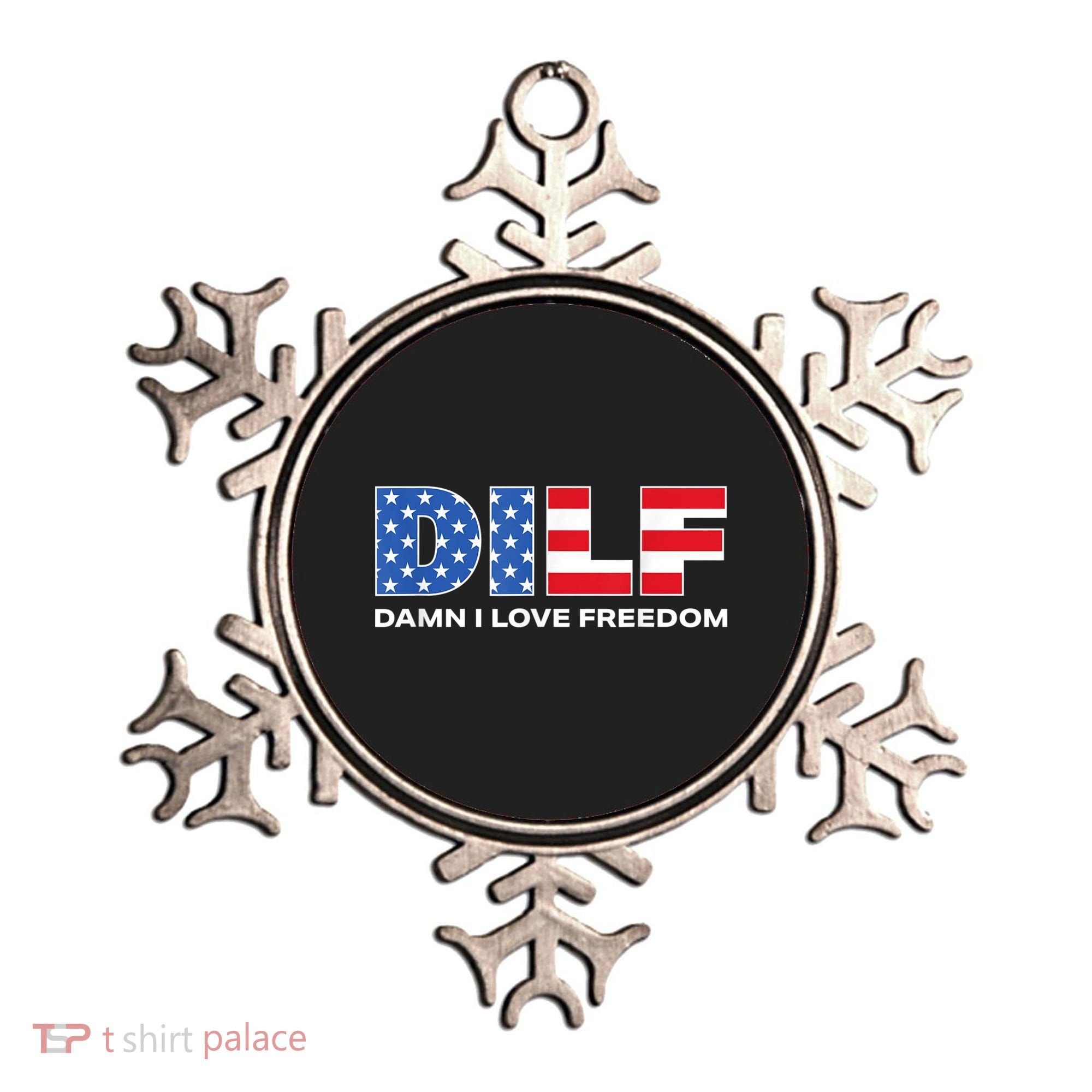 Damn I Love Freedom Dilf Funny Patriotic Dad Fathers Day Ornament