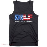 Damn I Love Freedom Dilf Funny Patriotic Dad Fathers Day Tank Top thumb 0