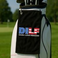 Damn I Love Freedom Dilf Funny Patriotic Dad Fathers Day Golf Towel thumb 2